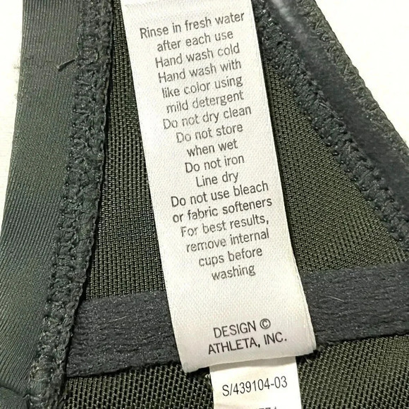 Athleta Womens 32 B/C Bikini Top Bandaeu Green Underwire Strapless Padded Molded - Picture 5 of 9